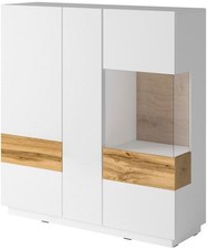 Buffet Saale Commode Blanc Brillant Chêne Votane 130x40x138,5cm