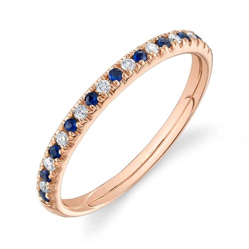 14k rose saphir bleu - rose, bague