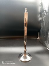 Ancien grand Pieds de lampe ou bougeoir en bronze argenté,  design , H 45 cm .