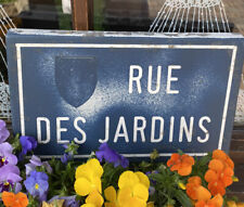 ancienne plaque décoration jardin non émaillée rue des jardins
