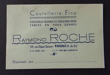 Carte de visite Coutellerie couteaux Suisse onglier ROCHE Thiers old visit card