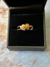 C1930 FRANCE ART DÉCO BELLE ANCIENNE BAGUE DOUBLE CŒUR, PLAQUÉ OR, SUBLIME