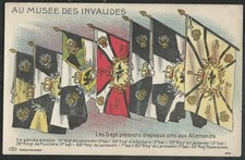 CARTE POSTALE 14-18:LES 7 PREMIERS DRAPEAUX PRIS AUX ALLEMANDS