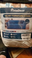 FantasDecor Velvet Furniture Cover Loveseat Ivory