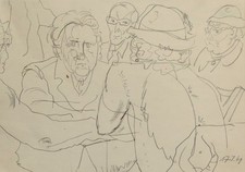 Ancienne entreprise de dessin au crayon sur un portrait de table