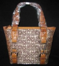 DKNY Neuf Logo Cuir Toile Sac