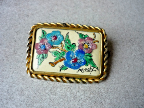 Broche signée emaux - broche,