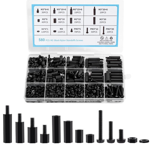 580 pcs black - m3, nylon