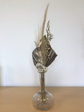 Vase Vintage En Verre Avec Son Bouquet De Fleurs Séchées 