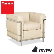 Cassina Le Corbusier LC 2 Fauteuil En Cuir Crème Coquille D'Œuf Blanc