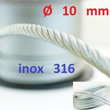 Câble inox 316  Ø 10  mm   7 X 7    LONGUEUR  AU CHOIX