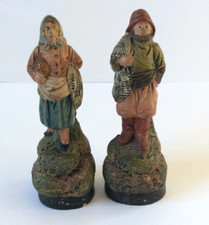 Terre cuite de L'Isle-Adam - couple de pêcheurs - souvenirs de bord de mer
