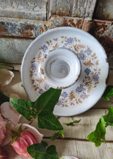 ANCIEN BOUGEOIRS QUEUE DE RAT EMAILLE DECOR DE FLEURS