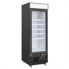 Vitrine négative ventilée 412 Litres, 1 porte vitrée, avec bandeau lumineux, noi