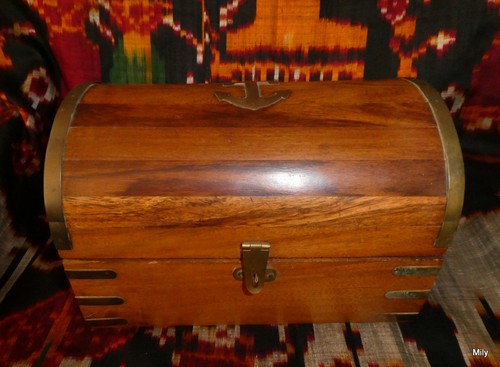Coffre bois vintage décor - bois,