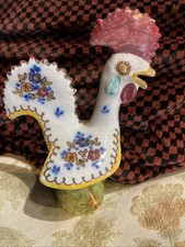 Ancien Coq Faïence Signé Origine Portugal 