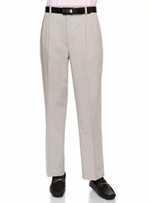 Cotton Twill Pants For Men Pleat-Front Traditonal Fit  by AKA