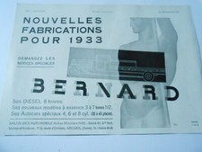Bernard son Diesel ses autocars Publicité ADVERT 1932 Original