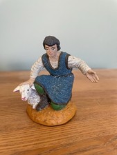 Santon crèche noël Berger et son mouton signé Oliver hauteur 7.5 cm
