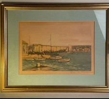 MANUEL ROBBE  1872 1936 Saint Tropez Aquatinte 26x36 Encadré Bon État