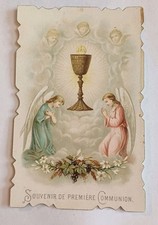 Ancienne image pieuse Souvenir de premiere communion 1893
