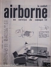 PUBLICITÉ 1956 LE CONFORT AIRBORNE AU SERVICE DU CANAPÉ-LIT - ADVERTISING