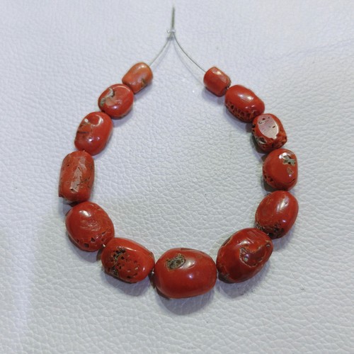 Perles ovales corail rouge - perles,