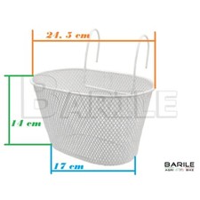 Panier Avant Ovale Avec Crochets Pliables Blanc Vélo Fille