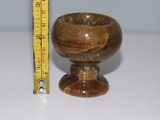 Ural Russe Marron Agate Sculpté Pierre Bougeoir 199 Grammes 5.7cm Pouce