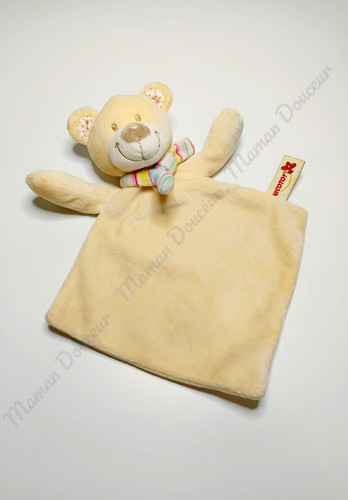 Doudou plat ours beige jaune - plat, beige/jaune