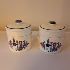 DEUX POTS  A FOIE GRAS EN FAIENCE  DE SARREGUEMINES DECOR RIBEAUVILLE