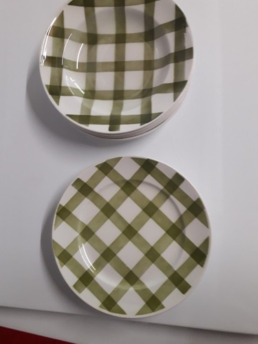 Assiettes carreaux vert - assiettes, a
