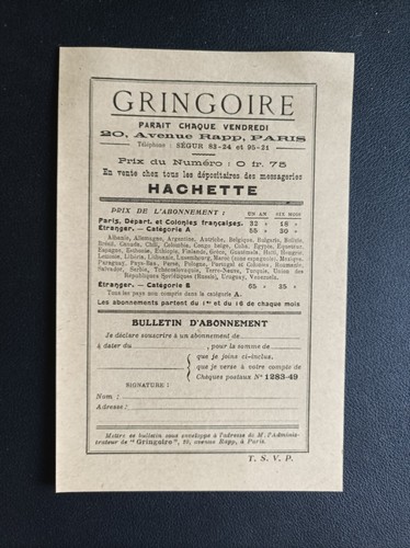 Bulletin abonnement à - bulletin, d'abonnement