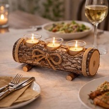 Rustique Bûche Bougeoir
