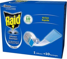 RAID Diffuseur Electrique Plaquettes  + 10 Recharges  Anti-Moustiques Sans Odeur