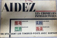 TIMBRE FRANCE PLAQUETTE AIDEZ LES CHOMEURS INTELLECTUELS 4 SPECIMEN