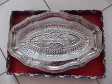 GRAND PLATEAU INOX AVEC SES RAVIERS EN CRISTAL NEUF