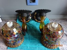 PARTYLITE  2  APPLIQUES  MURALE   ETHNIQUE   CARREAUX  DE  MOSAIQUE  PARTYLITE