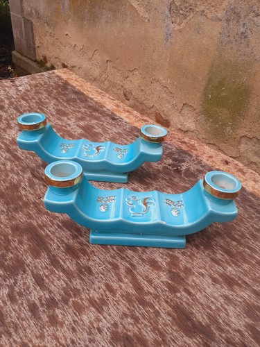 Paire bougeoirs art - art, déco