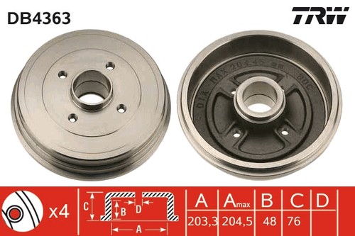 Trw db4363 tambour frein - trw,