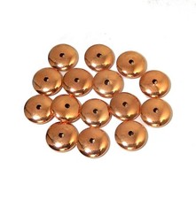 30 PCS 14X5MM Soucoupe Monnaie En Cuivre Authentique Perle Bouton 341