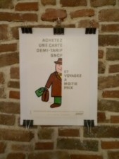 AUTHENTIQUE AFFICHE ANCIENNE - DEMI TARIF SNCF PAR RAYMOND SAVIGNAC.