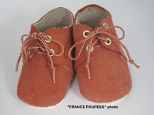 chaussures en Nubuck  6cm pour poupée ancienne Modes et travaux Michel/Nano 40cm