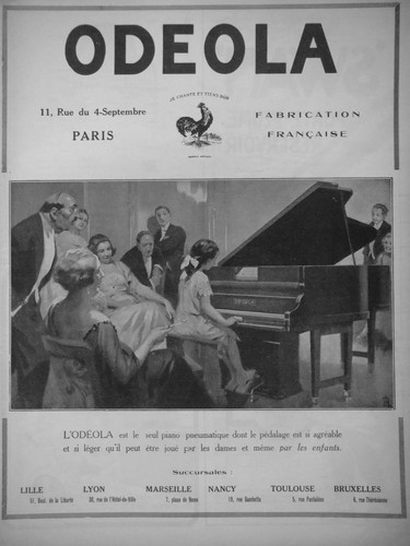 Publicité 1922 odeola piano - 1922,