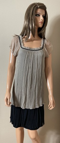 Robe noire beige 100 - robe, soie