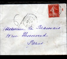 TOUL (54) ENVELOPPE Oblitération postale + Timbre millésimé 1 , en 1912