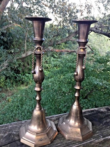 Vintage brass taper candle - vintage,