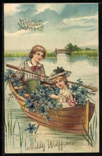 Carte postale couple - , d'enfants
