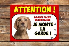 Plaque attention au chien Basset fauve de bretagne Je monte la garde