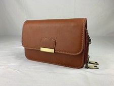Sac À Main Femme Pochette Marron à Bandoulière Chaîne - Similicuir - Comme Neuf